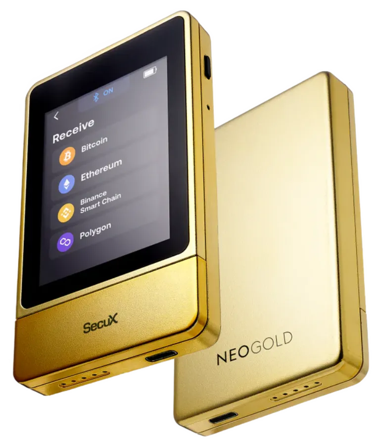 SecuX NeoGold crypto wallet depiction